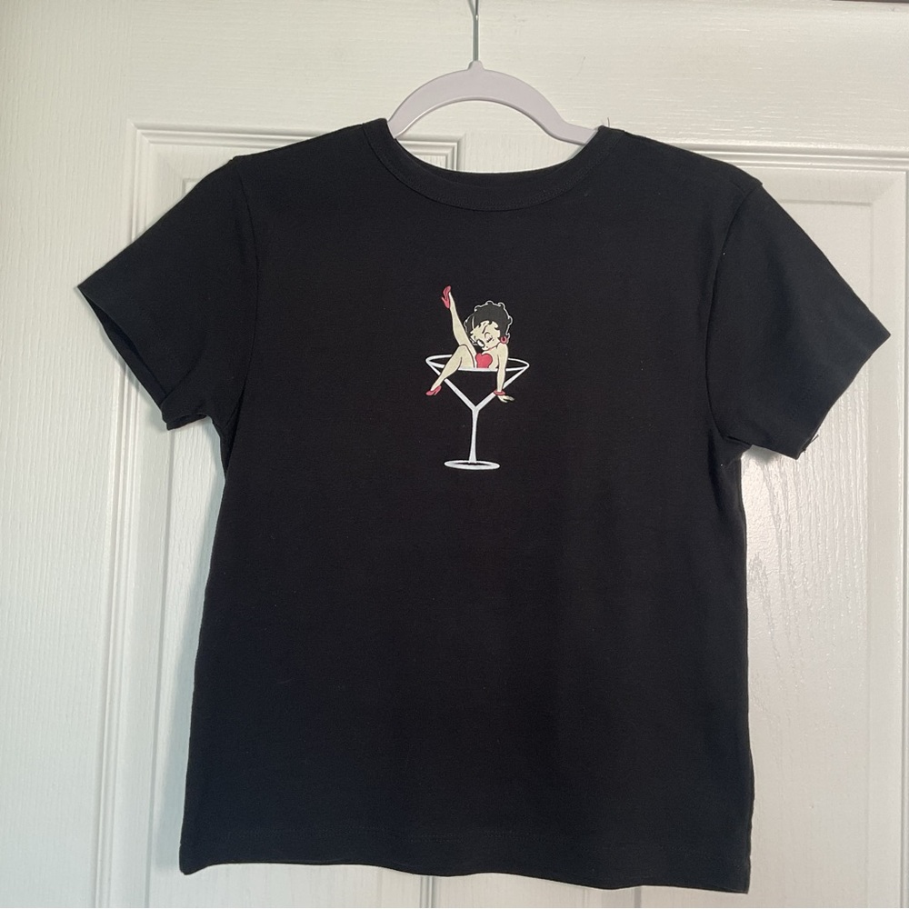 Betty Boop Black Tee with Martini Graphic